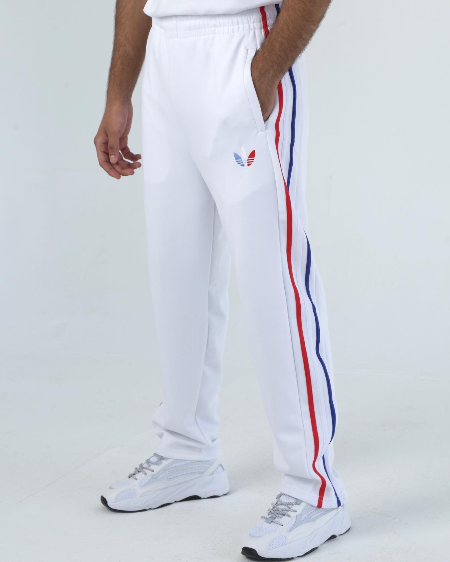White with red stripes adidas pants Clearance