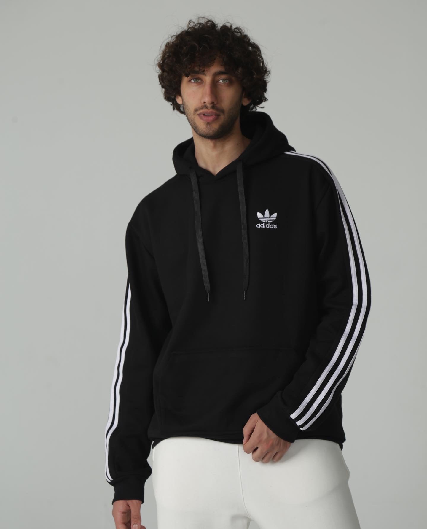 Adidas hoodie with outlet stripes on hood